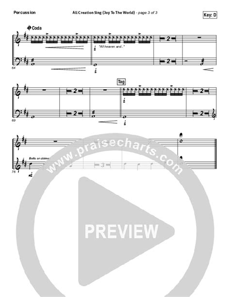 All Creation Sing Joy To The World Percussion Sheet Music Pdf Seth Condrey North Point