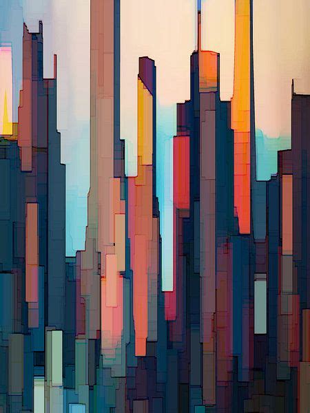 19 City Art Abstract Skyscrapers Ny Van Alies Werk Op Canvas