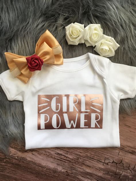 Girl Power Baby Grow Feminist Baby Rose Gold Baby Grl Pwr Baby