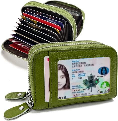 Telosports Rfid Credit Card Holder Small Leather Zipper Card Case Wallet For Women And Id