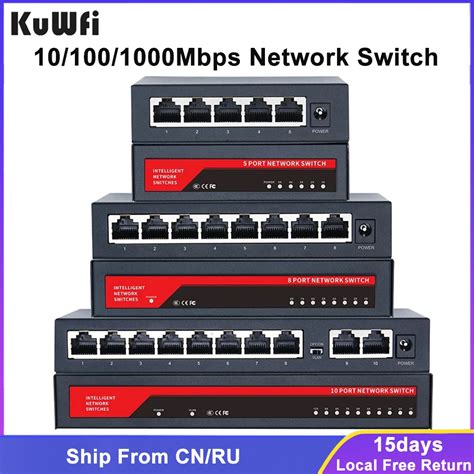 Kuwfi Conmutador De Red Gigabit Conmutador De 1001000mbps 5810 Puertos Rj45 Lan Ethernet