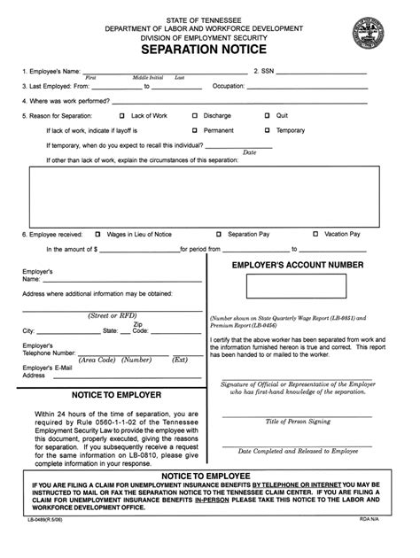 Separation Notice Template Ga Form Fill Out And Sign Printable Pdf