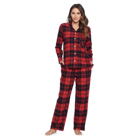 Ashford And Brooks Womens Luxurious Plaid Flannel Pajama Set Long Sleeve 2 Pc