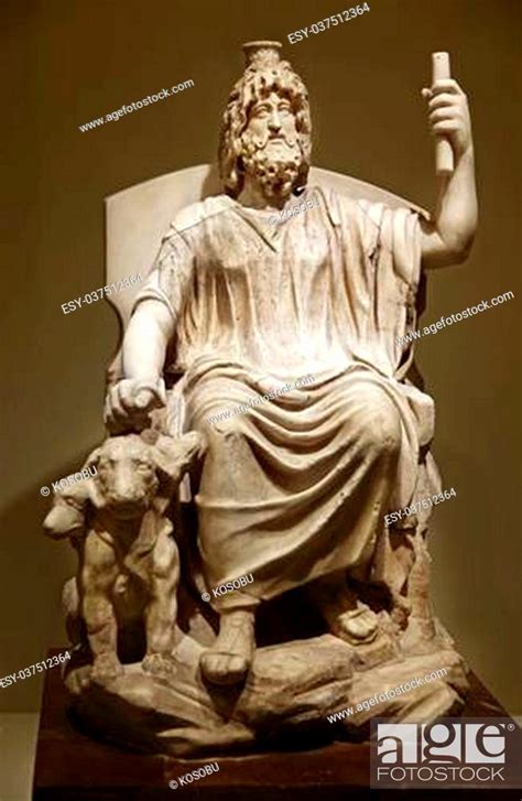 Statue Of Hellenistic Egyptian God Serapis And His Attributes In