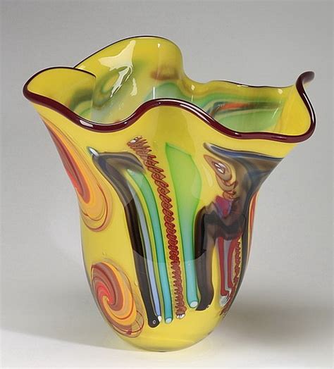 American Art Glass Vase Signed Rollin Karg