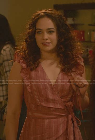 wornontv samantha s pink striped ruffled dress on cobra kai mary mouser clothes and