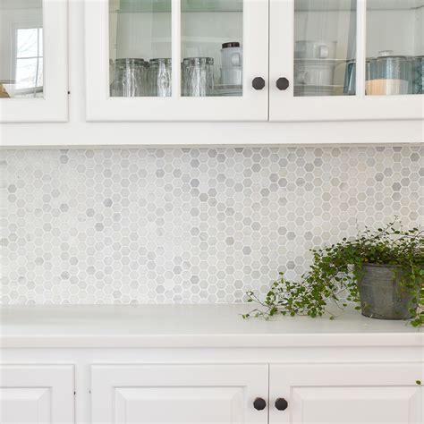 Carrara Hexagon Peel And Stick Tile Kitchen Backsplash Wall Tiles Tile