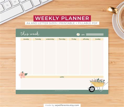 Printable Weekly Planner Fillable Weekly To Do List Etsy