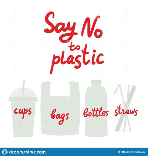 Say no to plastic choose paper. Say No To Plastic Cups Bags Bottles Straws. Red Text ...