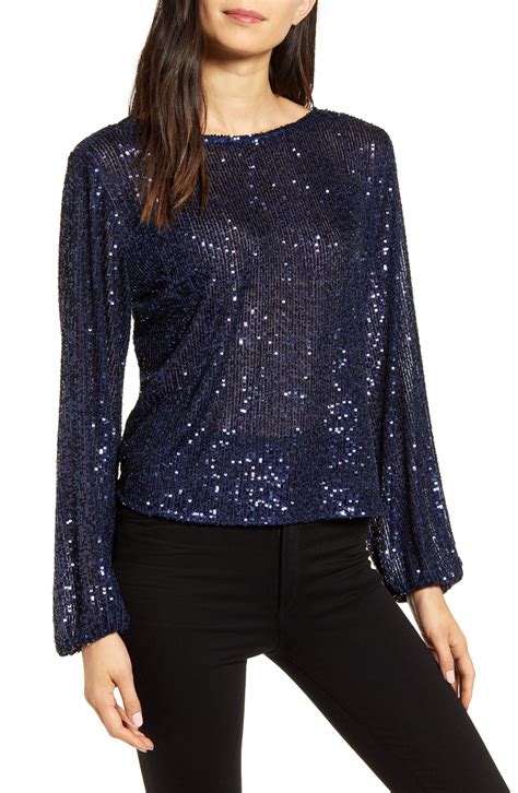 Chelsea28 Sequin Long Sleeve Top Available At Nordstrom Long Sleeve