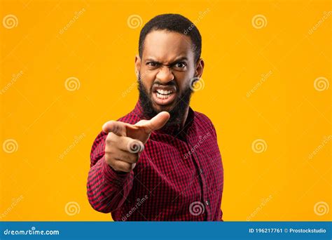 Angry Black Man Pointing Finger At Camera Stock Image Image Of Adult