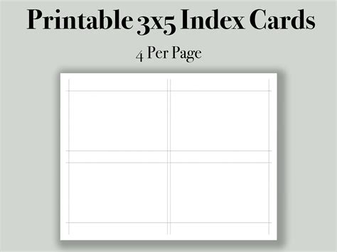 Printable 3x5 Index Card Printable Note Cards Printable Etsy