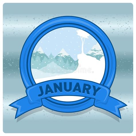 Landscape Logo Month Of January Stock Vector Illustration Of Cloud