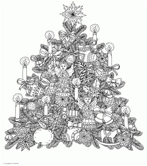 Printable Christmas Tree Coloring Pages For Adults Christmas Coloring