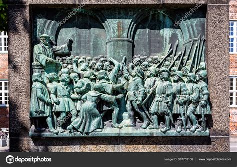Scenes Depicted Reformation Monument Cathedral Copenhagen Denmark July
