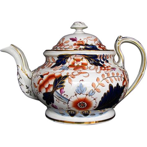 Rare Davenport Hybrid Hard Paste Porcelain Teapot English Imari From