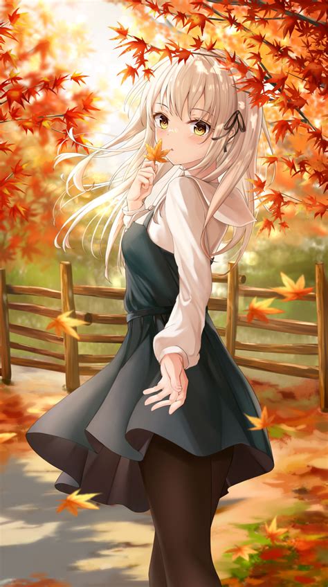 Safebooru 1girl O Absurdres Autumn Autumn Leaves Backlighting Bangs Belt Black Pantyhose