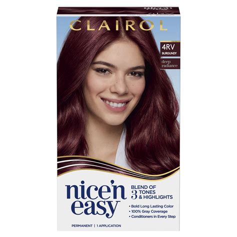 Buy Clairol Nicen Easy Permanent Hair Color Creme 4rv Burgundy Hair Dye 1 Application Online