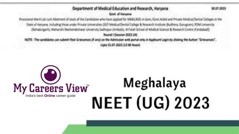 Meghalaya NEET UG 2023 Merit List Released My Careers View India S