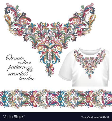Neckline Embroidery Fashion Print Decor Lace Vector Image