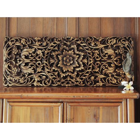 Buy Floral Carved Wooden Wall Art Panel Online