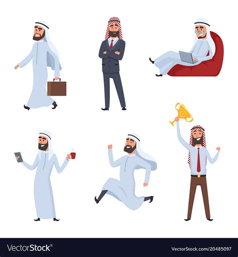 Cartoon Characters Set Of Arabic Royalty Free Vector Image