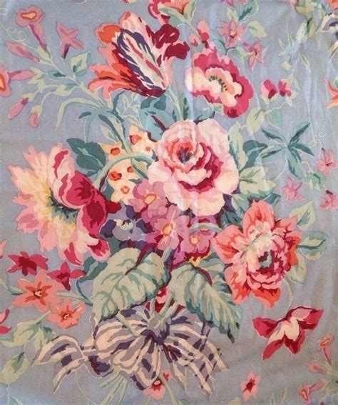 Vintage Cowtan And Tout Boblyn Blue Floral Chintz Handprinted 3 Yards