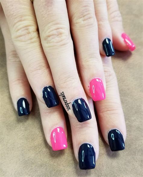 Navy Blue And Hot Pink Nails Teal Nails Pink Nails Pink Nail Designs