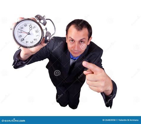 Business Man With Clock Stock Photo Image Of Late Face 26483058