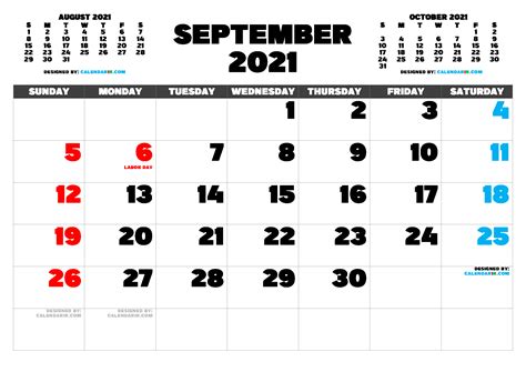 Free Printable September 2021 Calendar With Holidays As Pdf And High