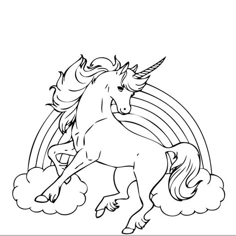 Lunicorno e una creatura leggendaria tipicamente raffigurato come un cavallo bianco dotato di poteri magici con un unico lungo corno avvolto a spirale sulla fronte. Bambini Disegni Da Colorare Unicorno Con Arcobaleno - Coloring and Drawing