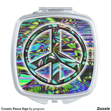 Mirrors are 5x magnification on one end, 10x on the other end. Cosmic Peace Sign Vanity Mirror | Compact mirror, Mirror ...