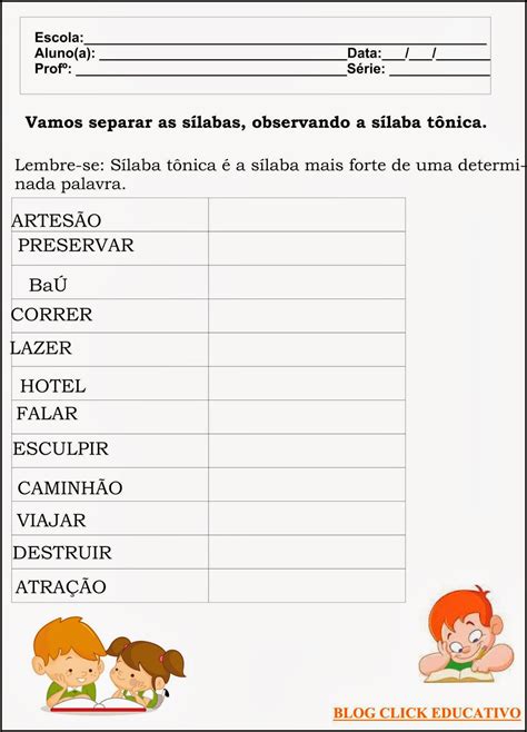 SeparaÇÃo De SÍlabas Clicks Educativos