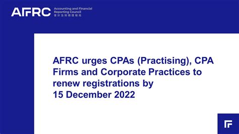 Afrc Urges Cpas Practising Cpa Firms And Corporate Practices To