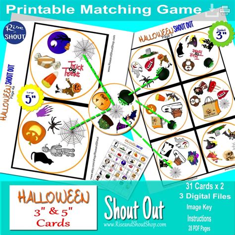 Halloween Matching Game Shout Out 31 Printable Cards Class Etsy