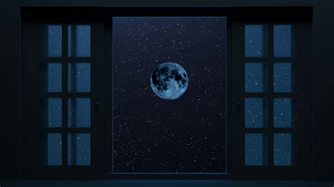 Animation View Through Window To Full Moon Stock Motion Graphics Sbv