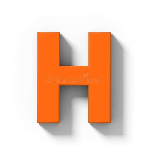 Letter H 3d Orange Isolated On White With Shadow Orthogonal Pr Stock