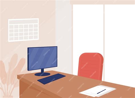 Premium Vector Employee Workplace Flat Color Vector Illustration