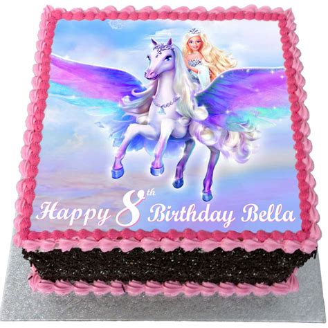 Barbie Unicorn Round Edible Cake Topper Each Mx