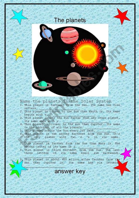 The Planets Esl Worksheet By Lagringa