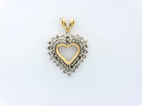 10k Yellow Gold Natural Round Diamond Heart Pendant 12 Ct Ebay
