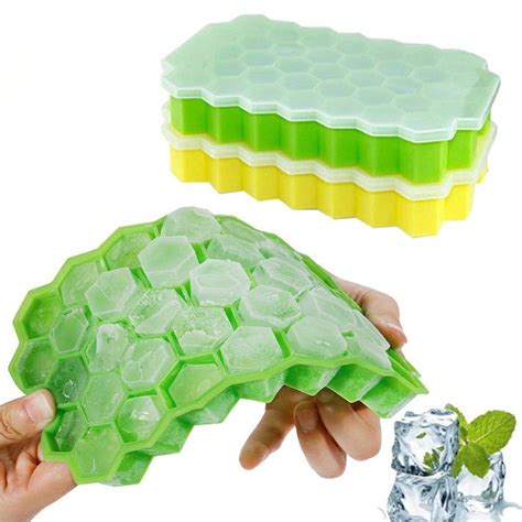 2pcs Honeycomb Shape Ice Cube 37 Cubes Ice Tray Ice Cube Mold Storage