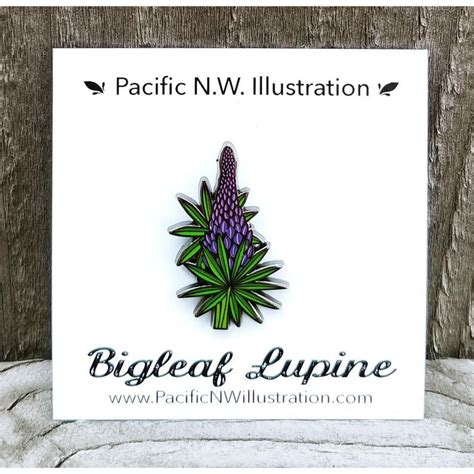 Lupine Flower Enamel Pin Wildflower Botanical Illustration Etsy