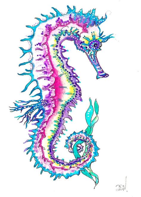 Set Of 4 Seahorses Prints 4x6 Inch Seahorse Tattoo Tattoos Seahorse Art