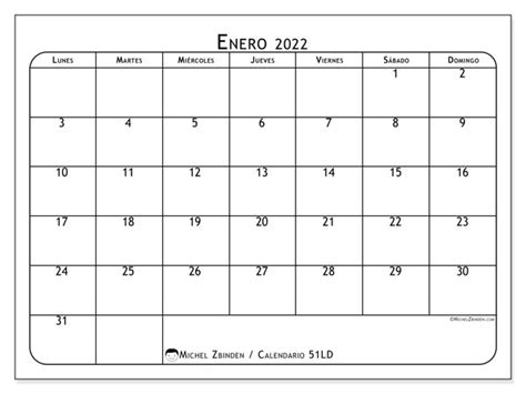 Calendario “51ld” Enero De 2022 Para Imprimir Michel Zbinden Es