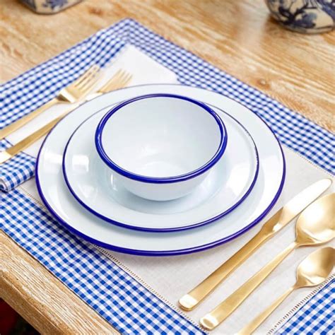 Blue And White Enamelware Dinnerware Set Maison Numen