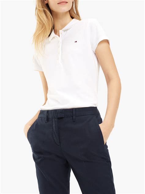 Tommy Hilfiger Slim Fit Short Sleeve Polo Shirt Classic White At John Lewis And Partners