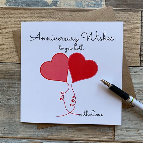 Anniversary Wishes To You Both Love Hearts Design Etsy Uk Homemade
