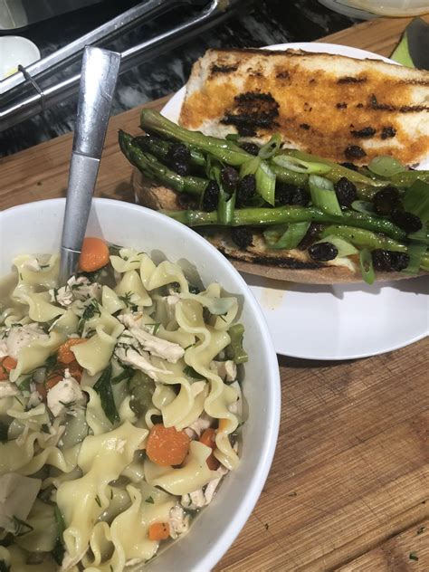 week 25 four in a row smoked chicken noodle soup and grilled asparagus sub something from
