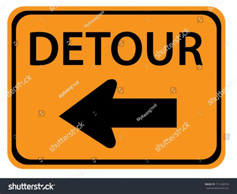Detour Left Road Sign Stock Vector Royalty Free 711340753 Shutterstock